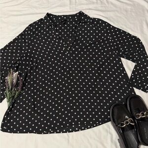 Torrid Black and White Polka Dot Blouse